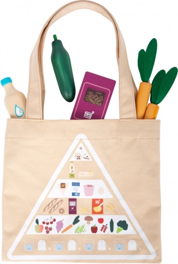 Bolsa de compra de algodón con pirámide alimentaria