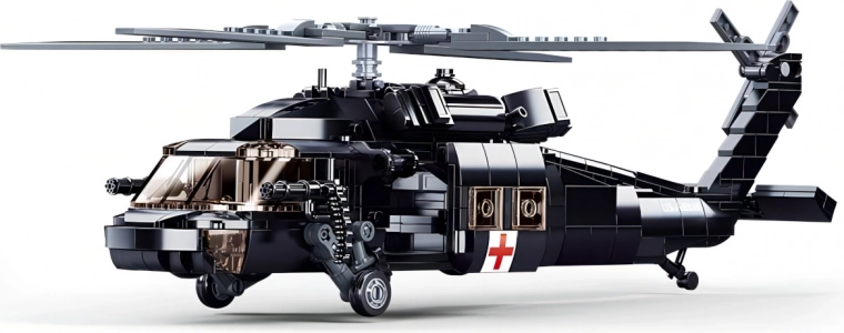 UH‑60 de rescate realista con rotores funcionales