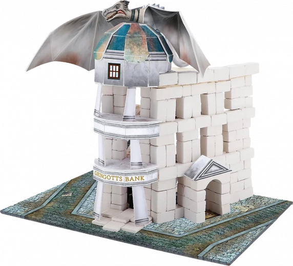 Modelo icónico del banco Gringotts con dragón