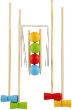 Elementos de madera multicolor