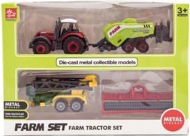 Tractor multicolor y tres accesorios