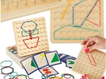 Geoboard de madera – geoplano educativo con gomas de colores y cartas de patrones