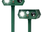 Repelente solar ultrasónico para animales con sensor PIR, juego de 2 unidades