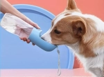 Botella de agua portátil para perro y gato con cuenco integrado 350 ml