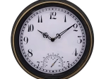 Reloj de pared exterior 30 cm – negro‑dorado, esfera blanca