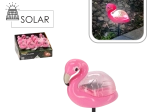 Lámpara solar de jardín flamenco, blanco cálido, 10,5 × 5 × 17,5 cm