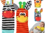 Kruzzel set sensorial de sonajeros: pulseras y calcetines para bebés (4 uds)
