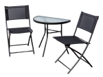 Conjunto de jardín y balcón Marco – mesa plegable con vidrio templado y 2 sillas