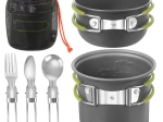 Juego de cocina turístico plegable TRIZAND 1,2 l de aluminio para camping y trekking
