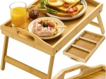 Mesa de desayuno plegable de bambú para cama con función para portátil RUHHY