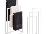ModernHome soporte toallero metálico de pie con 3 brazos, blanco