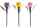 Lámpara solar de jardín tulipán con LED, mezcla de colores