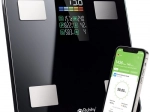 Báscula personal analítica RUHHY con LCD, análisis BIA y Bluetooth, negra
