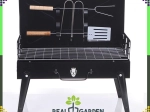 Parrilla de carbón plegable y portátil en maletín con juego de utensilios