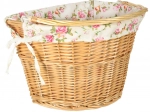 Cesta delantera de mimbre para bicicleta con forro floral y cierre rápido click