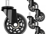 Ruedas de goma para silla de oficina 63 mm, eje de 11 mm, juego de 5 unidades