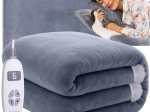 Manta eléctrica calefactable 180 × 130 cm gris RUHHY