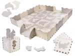 Alfombra educativa de espuma tipo puzle, gris y ecru, 36 piezas, 150 × 150 cm