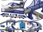 Pista de tren policial eléctrica con coches, 92 piezas, 300 cm
