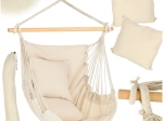 Silla colgante brasileña con reposapiés 130 cm beige