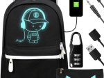 Mochila impermeable con USB y motivo luminoso KRUZZEL 19 l