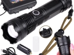 Potente linterna LED con carga USB, a prueba de agua, con zoom