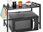 Estante de cocina ajustable sobre microondas con ganchos, metálico