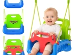 Columpio infantil 3en1 con cuerdas verde-azul Kruzzel hasta 30 kg