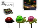 Picas solares LED de jardín con forma de tortuga, caracol y mariquita – blanco cálido