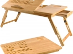 Mesa ajustable de bambú para portátil de 17″ con ventilación y cajón