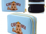 Billetera azul de dos compartimentos con capibara, ranuras para tarjetas 12,5 × 8,5 cm
