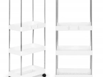 Estante de plástico para baño con 4 estantes y ruedas