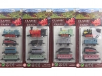 Juego de trenes metálicos con locomotora y tres vagones