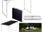 Mesa de camping plegable con altura ajustable 120x60 cm negra
