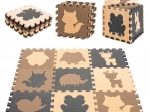 Alfombra educativa de espuma tipo puzle con animales, beige, 85 × 85 cm, 9 piezas