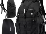 Mochila militar y de senderismo negra de 25 l con funda impermeable