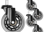 Ruedas de caucho para silla de oficina 75 mm, eje 11 mm, 5 uds