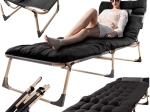 Cama turística plegable LUARO con colchón, 193 cm, negra