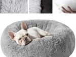 Cama peluda Maxy para perro, gato o conejo, gris, talla M