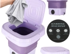 Mini lavadora de viaje plegable 8 l morada