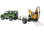 Set de juego Bruder SUV y miniexcavadora de orugas JCB con remolque