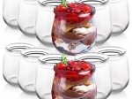 Juego de vasos de vidrio para yogur y postres 200 ml, 12 uds