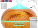 Difusor de aroma y humidificador ultrasónico 400 ml con ionización y LED, control remoto + 3 aceites
