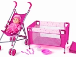 WOODY Set infantil con cochecito y cuna