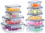 Recipientes de vidrio para alimentos con tapa y junta hermética, set de 9 piezas