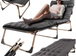 Cama turística plegable LUARO con colchón, 193 cm, gris oscuro