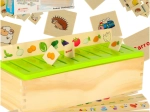 Clasificador educativo de madera: juego lógico para ordenar imágenes y formas