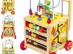 Andador de madera y cubo educativo para niños