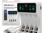 Cargador para baterías Ni‑MH AA/AAA con LCD y cable USB‑C, blanco