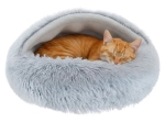 Cama de felpa Purlov para gato y perro pequeño con refugio 44 × 38 × 6 cm (S) - 1 pieza